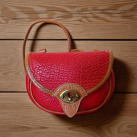 Vintage Dooney & Bourke AWL Red Cavalry Saddle Bag Crossbody USA - Picture 1 of 16